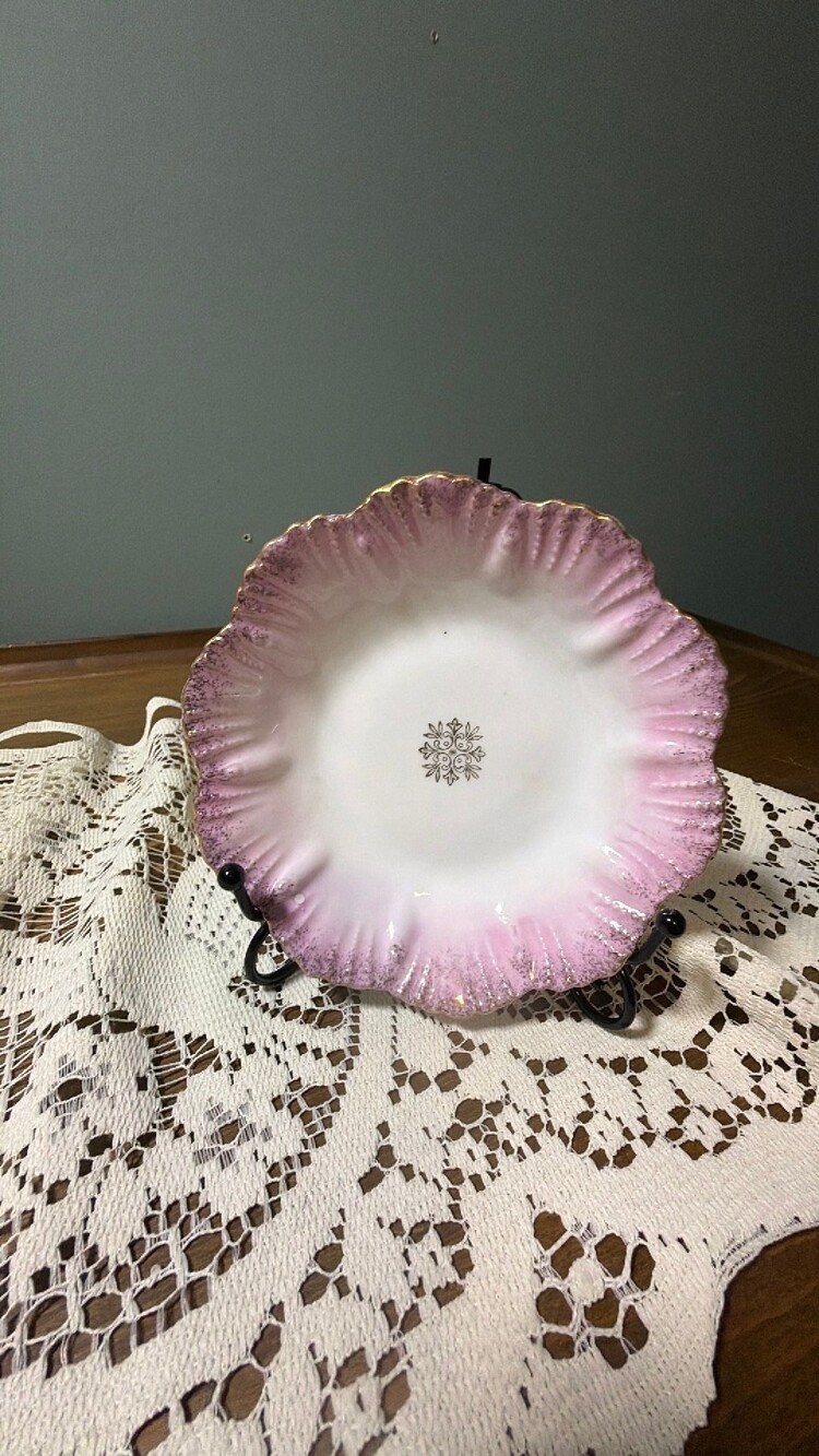 #64 vintage Austria luster pink small bowl